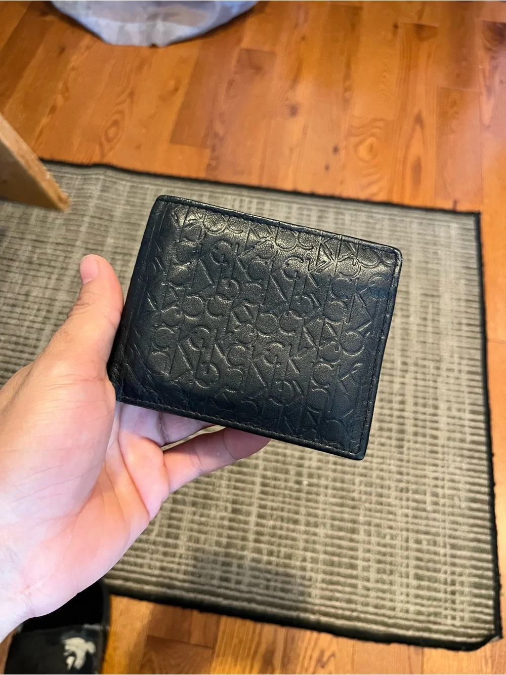 Calvin Klein Black Embossed Logo Leather Wallet